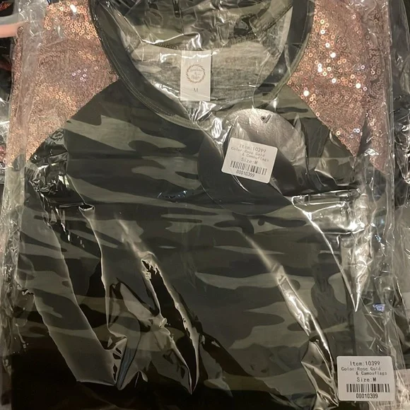 Rose Gold Sequins & Stripes Camo Long Sleeve Top - Picture 5 of 5